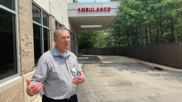 Margaret Mary Community Hospital CEO Tim Putnam stands outside the hospital's recently updated ambulance bay. - Carter Barrett (Side Effects Public Media)