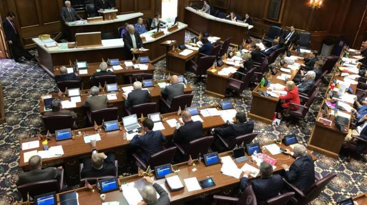 Rep. Matt Lehman (R-Berne) presents the short-term rentals bill to the House Chamber. - Brandon Smith/IPB