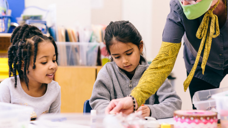 Two children at a Right Steps Child Development Center in Lafayette play with arts and crafts. Since the start of the pandemic, Right Steps facilities have struggled to bounce back to pre-pandemic enrollment levels. - Brian Powell / Courtesy of Right Steps Child Development Center