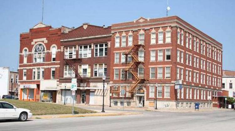 The United Brethren Block is located on the courthouse square in Huntington. The project to save the buildings includes a partnership with Huntington University and Pathfinder Services. - Courtesy Huntington Alert, Inc.