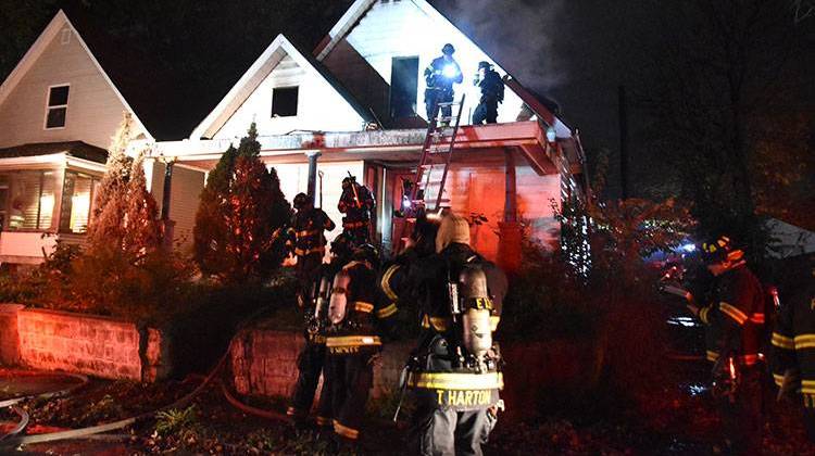 Three Indianapolis firefighters were slightly injured while battling a fire in a vacant building near the intersection of Michigan and Ketcham streets. - Courtesy Indianapolis Fire Department