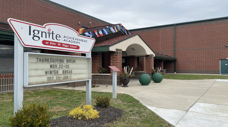 The outside of Elder Diggs School 42. The Indianapolis Public Schools board voted to partner with start-up charter operator Liberty Grove Schools to run the northwest-side elementary school after it did not renew Ignite's contract.  - (Elizabeth Gabriel/WFYI)