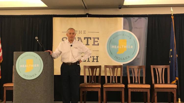 Community Health Network CEO and Alliance Chairman Bryan Mills addresses the State of Our Health summit in Indianapolis. - Courtesy Alliance for a Healthier Indiana