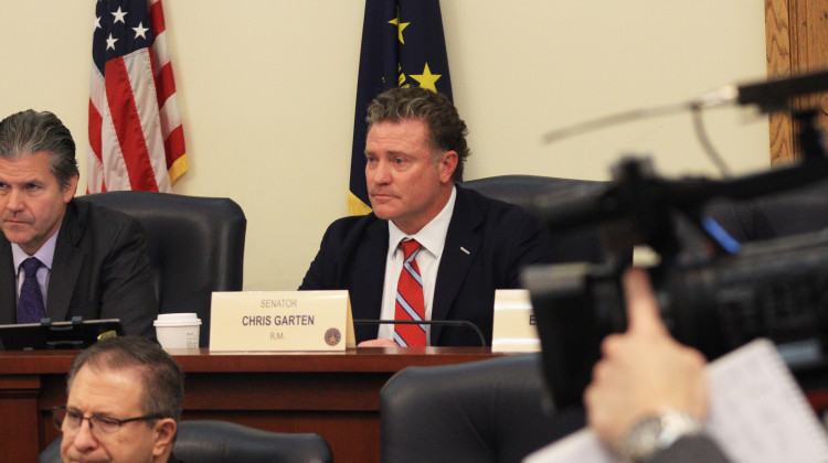 Sen. Chris Garten (R-Charlestown) discusses his priority bill shoring up Indiana&rsquo;s welfare programs against waste. Democrats worry it could cut eligible Hoosiers from programs aimed at helping them.  - Ben Thorp / WFYI
