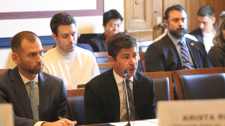 <b>Mark Wasky with the IEDC answers questions from lawmakers about their budget requests. (WBAA News/Ben Thorp)</b>