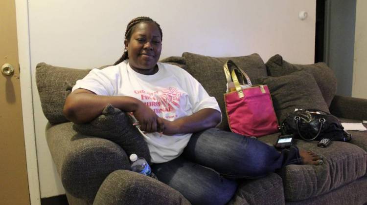 Keesha Daniels hasn't found a new apartment yet, but she's already taken the decorations off the walls of her West Calumet home. - Annie Ropeik/Indiana Public Broadcasting
