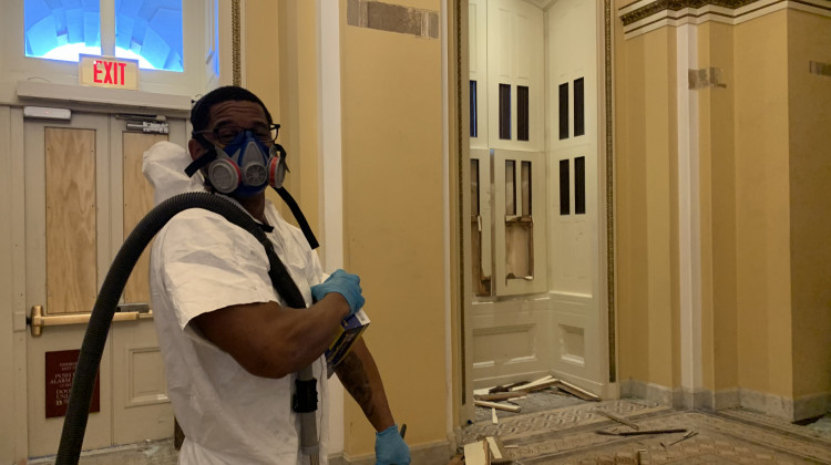 Cleanup inside the U.S. Capitol continued Thursday, a day after pro-Trump mob occupied parts of the building -- and delayed a vote to certify Joe Biden's election as president. - Hilary Powell/WFYI