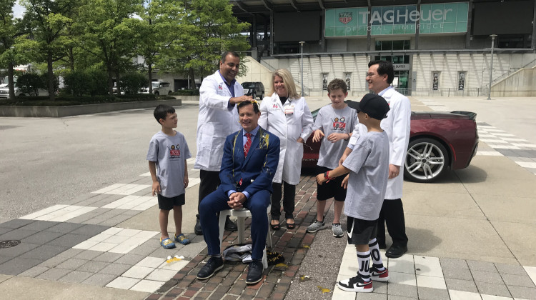 Indianapolis Motor Speedway president participates in viral 'Crack Cancer' challenge with the help of patients and doctors from Riley Children's Health - Emily Cox/WFYI