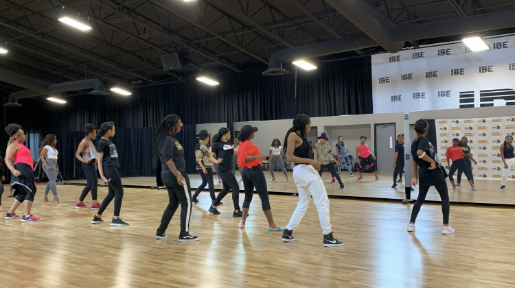 Participants in the heels class taught by Tasha B. - Micah Yason/WFYI