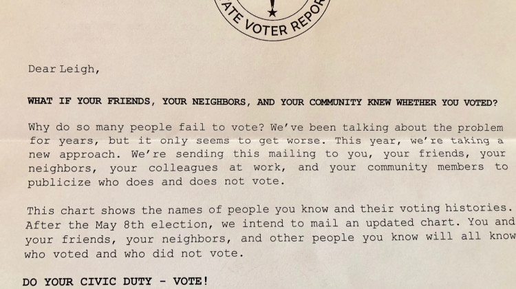 People across Indiana are contacting the Secretary of State's office to report they’ve received letters that claim to be voting record audits. - Photo provided to IPB News