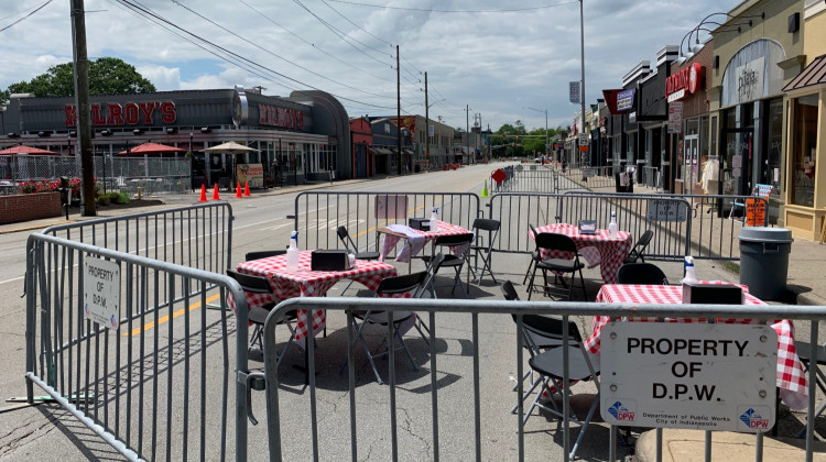 Broad Ripple Ave closed to traffic.  - Jill Sheridan/WFYI