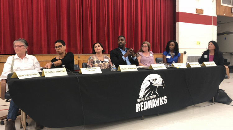 IPS School Board candidates at a forum hosted by the Sidener Academy PTA. - Carter Barrett/WFYI