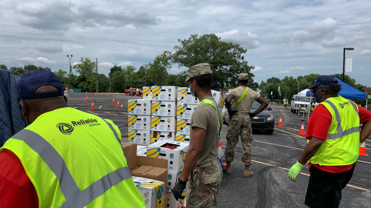 One of Gleaner's drive thru pantry events in Indianapolis. (Jill Sheridan WFYI)