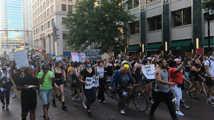 Protesters march in Indianapolis during the summer of 2020. - Jake Harper/WFYI