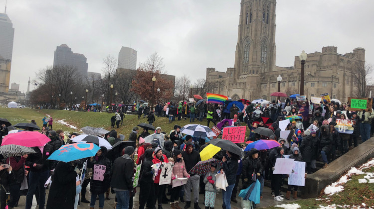 The marchers walked from Monument Circle to the American Legion Mall.  - Photo by Carter Barrett.