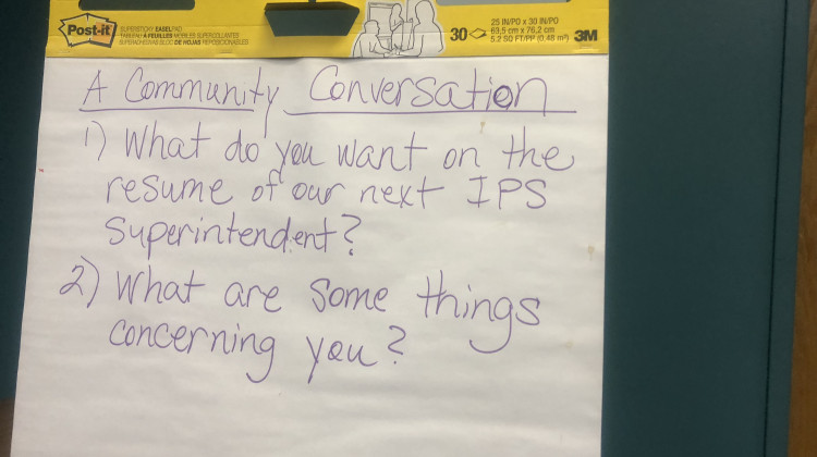 At the IPS Community Coalition event Monday night, attendees were asked what they want to see out of their next superintendent and about their concerns with the search process. - Carter Barrett/WFYI