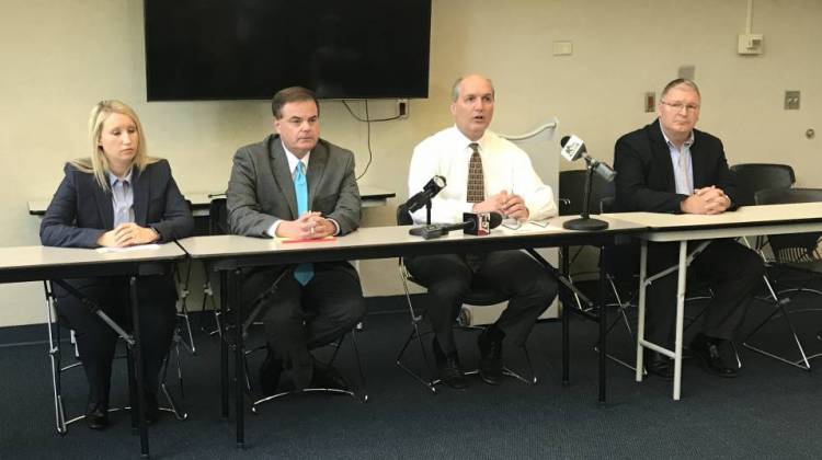 St. Joseph County officials at a press conference regarding untested sexual assault examination kits.  - Barbara Anguiano/WVPE
