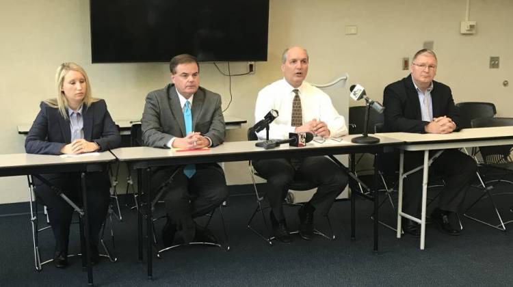 St. Joseph County officials at a press conference regarding untested sexual assault examination kits. - Barbara Anguiano/WVPE
