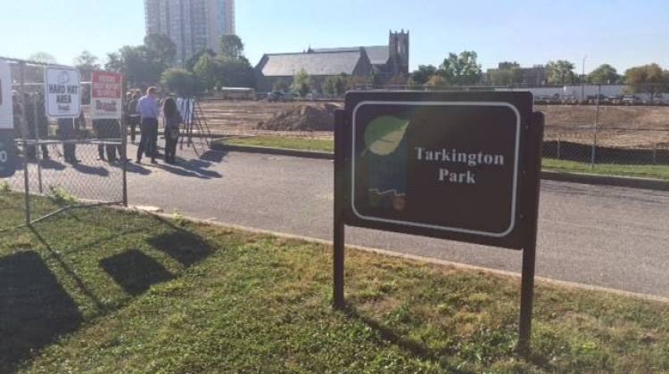 Government officials and local leaders gathered at Tarkington Park to break ground on an improvement project.