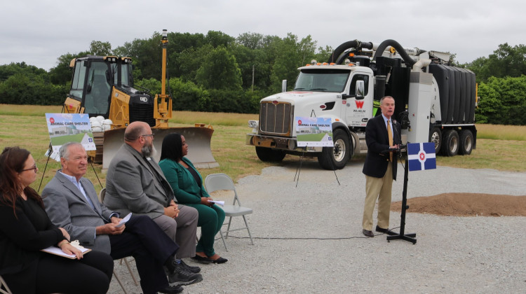 Mayor Joe Hogsett speaks at the groundbreaking ceremony for the new Indianapolis Animal Care Services shelter on June 10, 2024. - Courtesy of Dawn Olsen