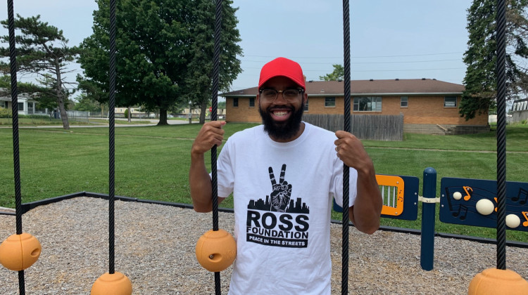 Dee Ross at new park named after him.  - Jill Sheridan/WFYI