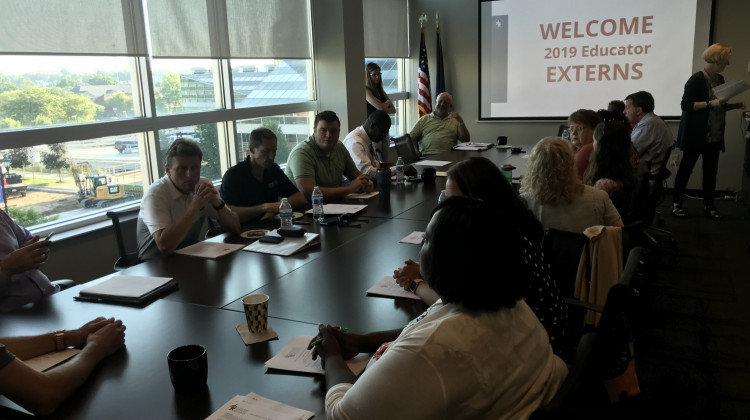 Teachers at an introduction for their externships organized by the South Bend Regional Chamber of Commerce. - Justin Hicks/IPB News