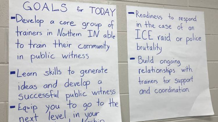 Goals during the protest seminar hosted by the Elkhart-Goshen Sanctuary Coalition.  - Barbara Anguiano/WVPE