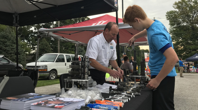 A student works on an engineering activity at a booth for the Area 31 Partnership Day. - Justin Hicks/IPB News