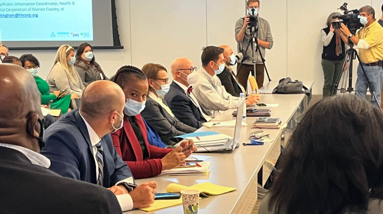 Health and Hospital Corporation of Marion County's board of trustees meeting Oct. 18 at Eskenazi Health. - Farah Yousry/WFYI