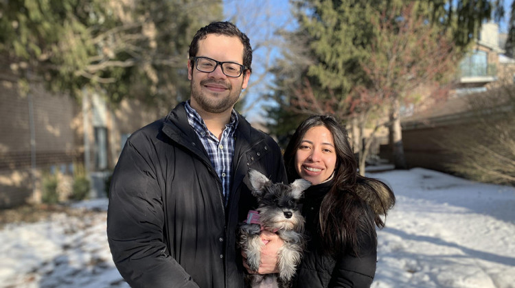 Dr. Samuel Urrutia and his wife moved to the US in 2018 from Honduras to pursue his medical residency in internal medicine at IU. - Farah Yousry/Side Effects Public Media