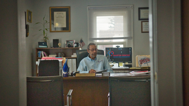 Gary Gibson, CEO of The Martin Center Sickle Cell Initiative in Indianapolis, is the longest serving employee in the nonprofit. His work is focused on filling the social and economic needs of sickle cell disease patients and their families. He is inspired by this wife, Brenda Williams, who died at age 36 from sickle cell disease complications. - Brice Bauer / Side Effects Public Media