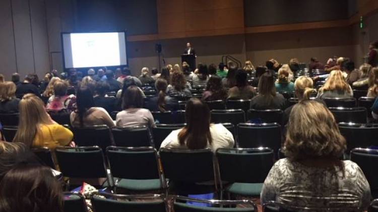 Close to 100 youth workers attend one of the thought leader sessions at the KIDS COUNT Conference. - Jill Sheridan/IPB News