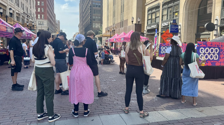 Partnership for a Healthier America announced grants to help eight local organizations distribute fresh food at an event on Monument Circle Wednesday, June 25, 2025. - Dylan Peers McCoy / WFYI