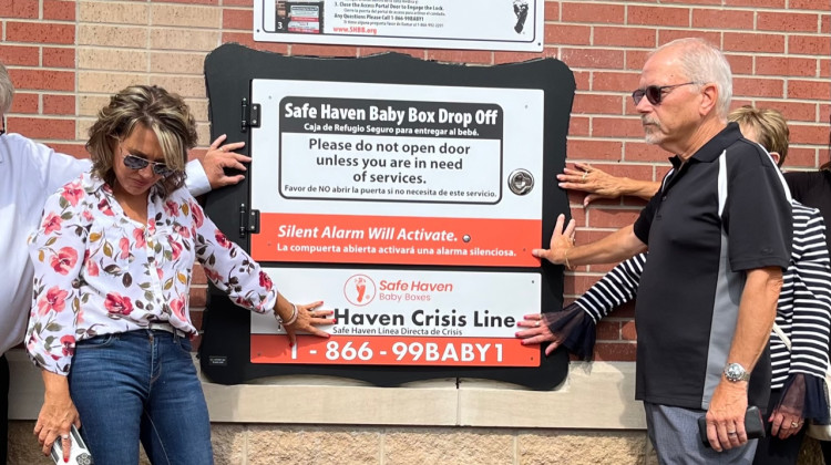 The baby box in Elwood is blessed. It is the 86th Safe Haven Baby Box installed in Indiana. - Jill Sheridan/WFYI