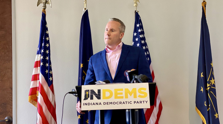 Indiana Democratic Party chief John Zody briefs media about the 2019 municipal election. - Darian Benson/WFYI