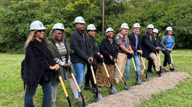 City and community leaders break ground at Rev Charles Williams. (Jill Sheridan WFYI)