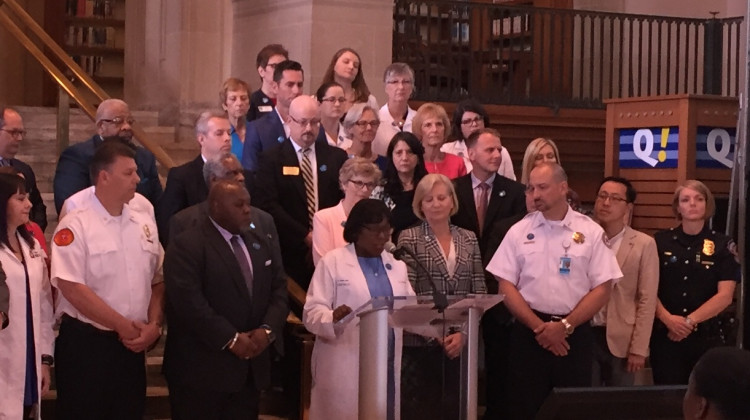 Indianapolis, state and health officials announce a syringe exchange program for Marion County. (Jill Sheridan/IPB News)