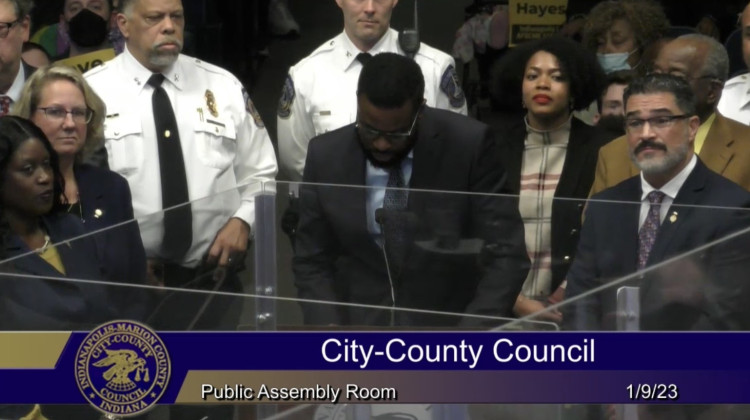 City-County Councilors introduce a special resolution recognizing a reduction in violent crime in 2022. - Screenshot, city of Indianapolis meeting livestream