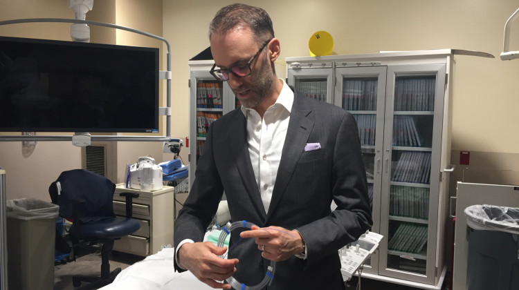 Dr. Dan Sahlein demonstrates the Embotrap II. - Jill Sheridan/IPB News