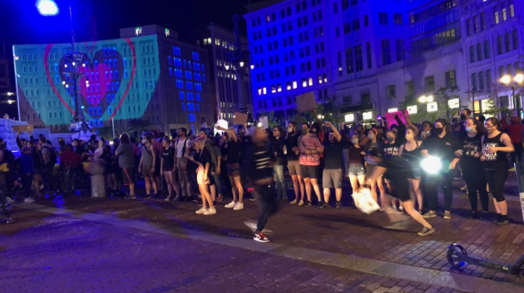 Protestors gather on Monument Circle. - Eric Weddle/WFYI