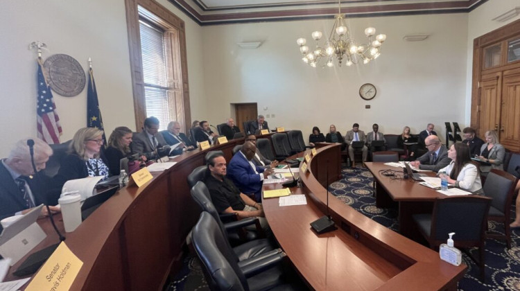 State Medicaid Director Cora Steinmetz, right, discusses managed care with lawmakers on Sept. 28, 2023.  - Whitney Downard/Indiana Capital Chronicle