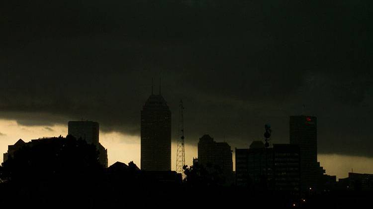 Severe weather moved through downtown Indianapolis just before noon Monday. - Doug Jaggers