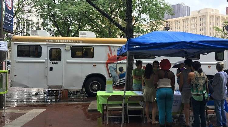 The Indiana Blood Center held a donor event on Monument Circle Tuesday. - Ashley Shuler