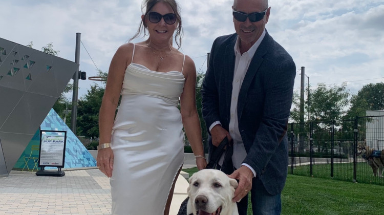 Newlyweds Sherry and Gary Ruble and Sam. - (Jill Sheridan/WFYI)