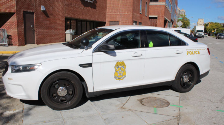 An IMPD vehicle outside of City Market. - Skye Aitken/WFYI