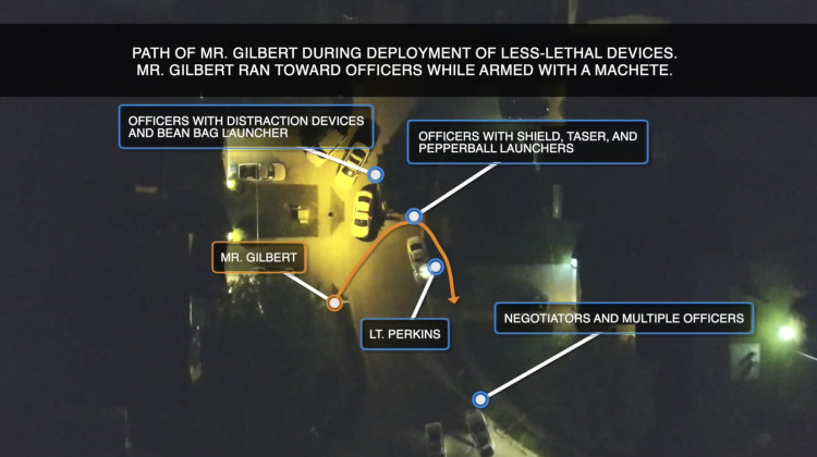 Screen capture from IMPD narrative video of the fatal shooting of Kendall Darnell Gilbert on Sunday Aug. 27, 2023. - IMPD/YouTube