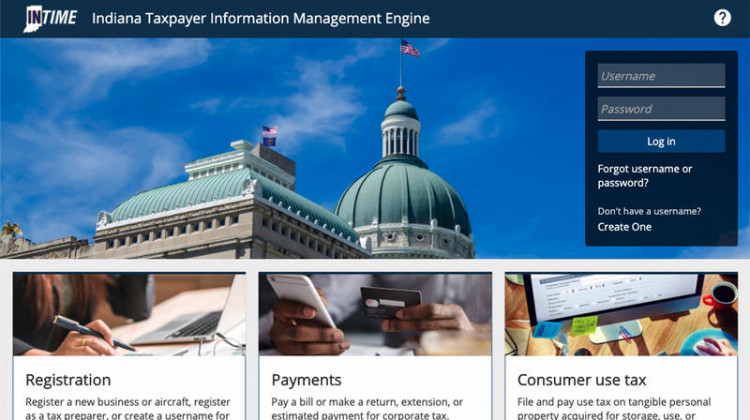 The availability of INTIME for business customers is phase two of a four-year overhaul of the Indiana Department of Revenue’s technology. - Screenshot of INTIME.dor.in.gov