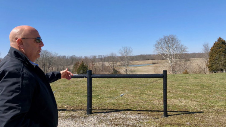 Keith Marsh, academic director at Indiana Agriculture and Technology School, explains aspects of the farm's hands-on learning plans. - Shaina Cavazos/Chalkbeat