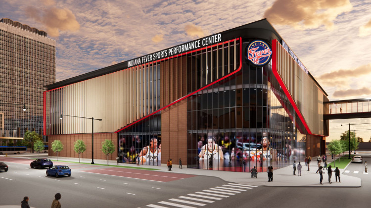 A mock-up of the proposed Fever training facility, expected to be built on the site of the former Marion County Jail, which is currently being torn down. - Photo courtesy of Pacers Sports & Entertainment