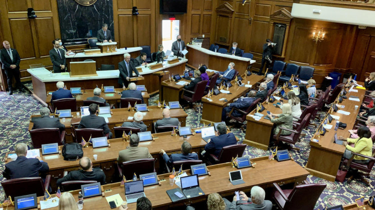 The Indiana House approved the 2021 redistricting bill by a vote of 67-31, with three Republicans joining every Democrat in opposing it.  - Brandon Smith/IPB News